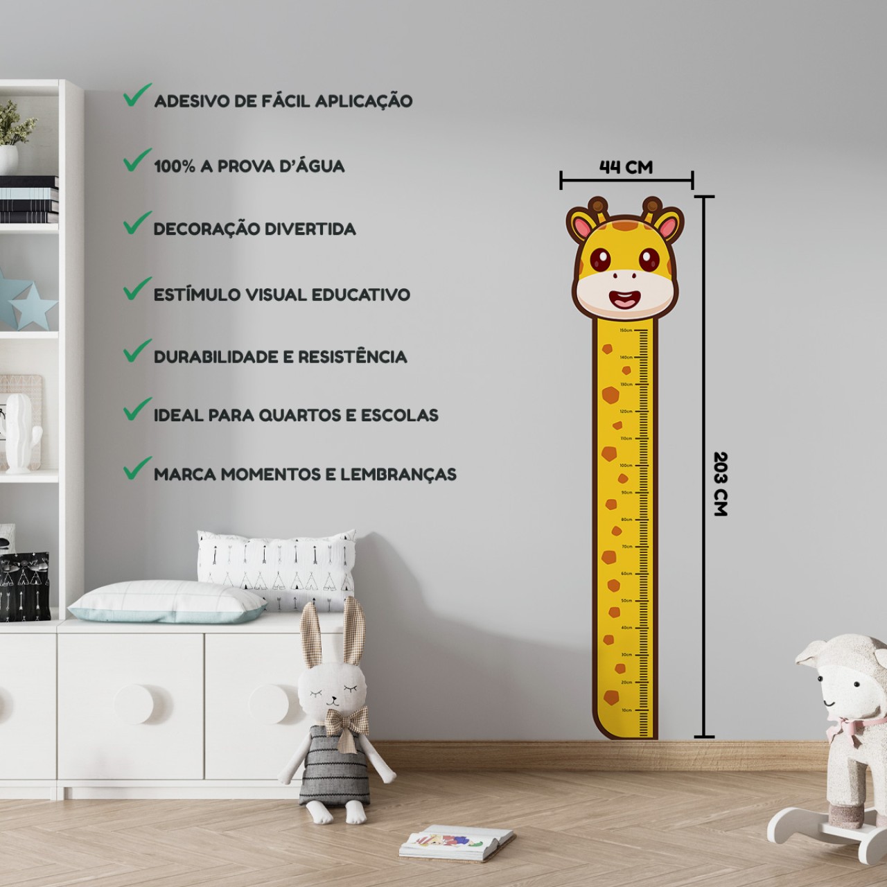 Adesivo Régua de Crescimento Girafa