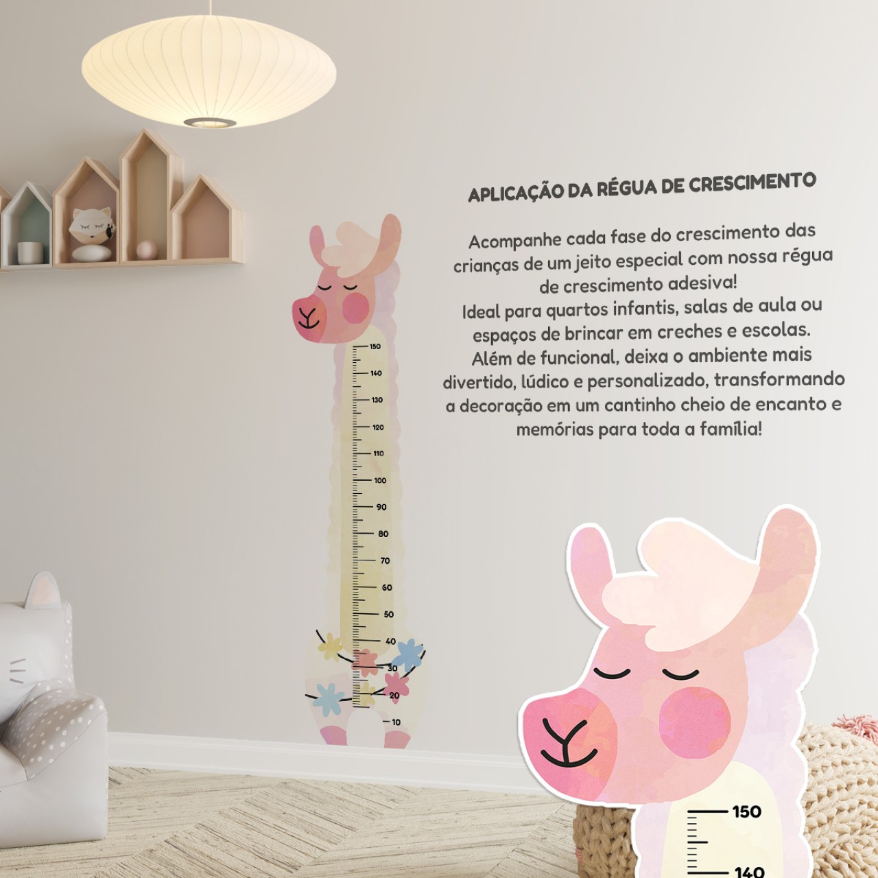 Adesivo Régua de Crescimento Lhama Feminino