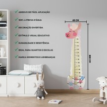 Adesivo Régua de Crescimento Lhama Feminino