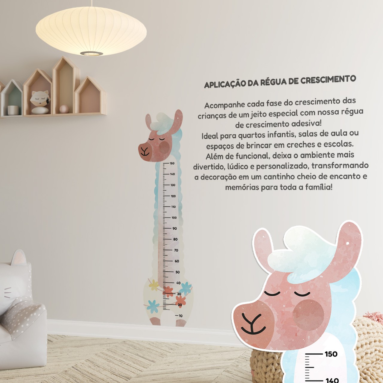 Adesivo Régua de Crescimento Lhama Masculino