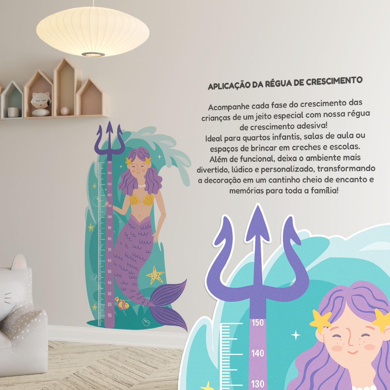 Adesivo Régua de Crescimento  Sereia
