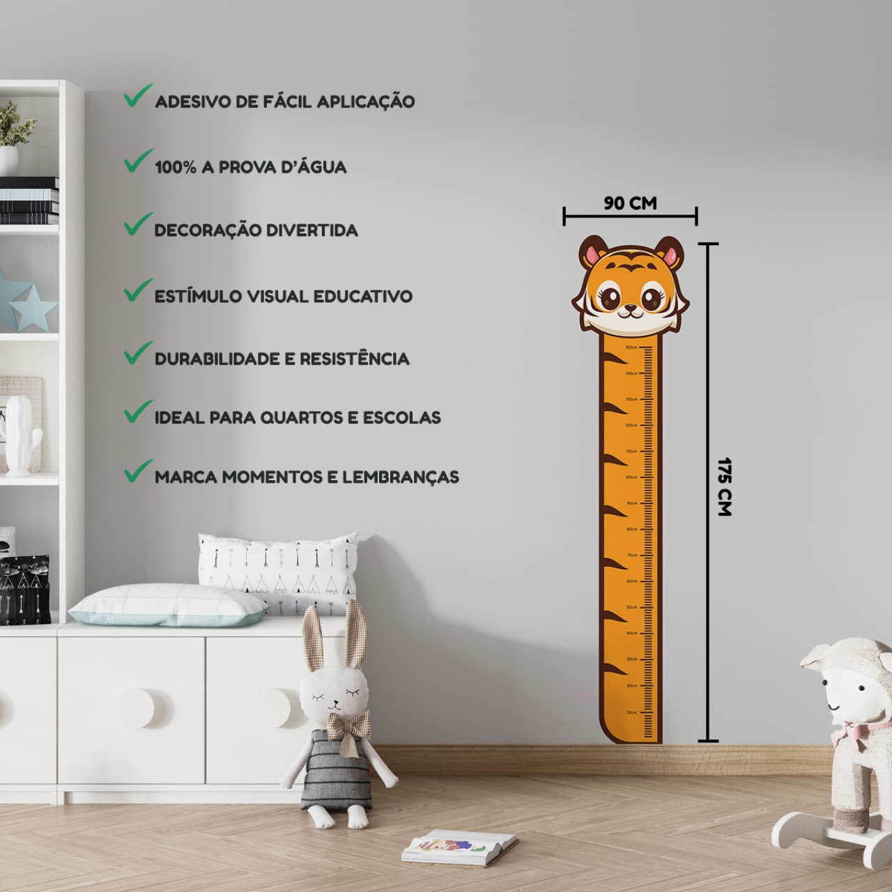 Adesivo Régua de Crescimento Tigre
