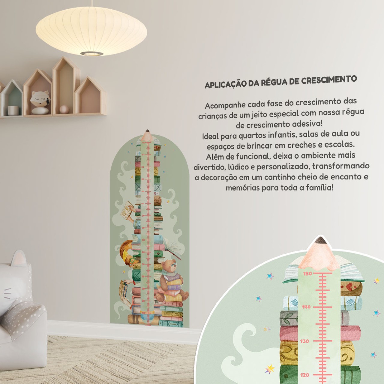 Adesivo Régua de Crescimento Ursinho Leitor