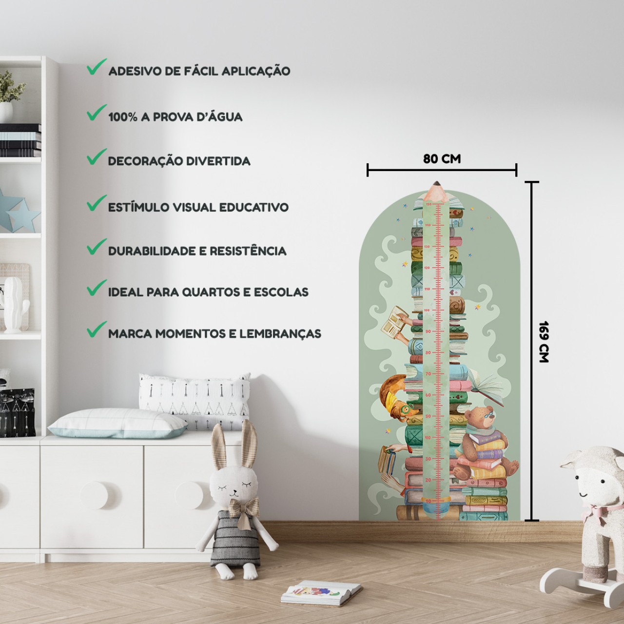 Adesivo Régua de Crescimento Ursinho Leitor