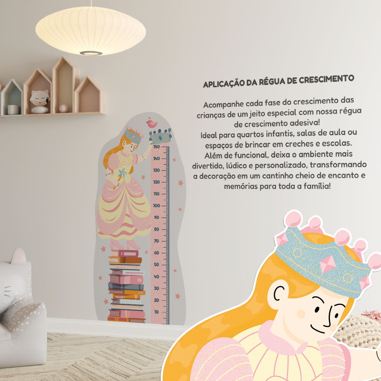 Adesivo Régua de Crescimento Princesa