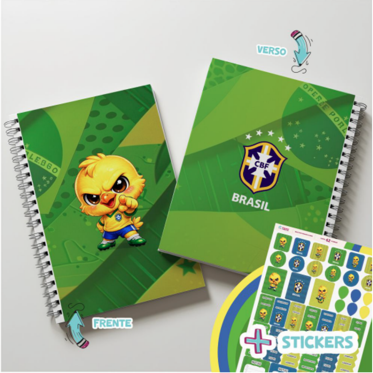 Adesivo caderno brochura com tema
