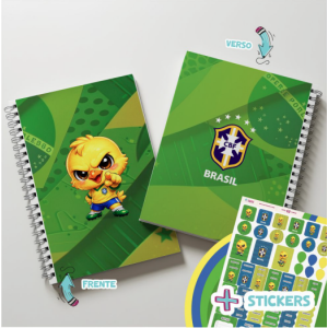 Adesivo caderno brochura com tema